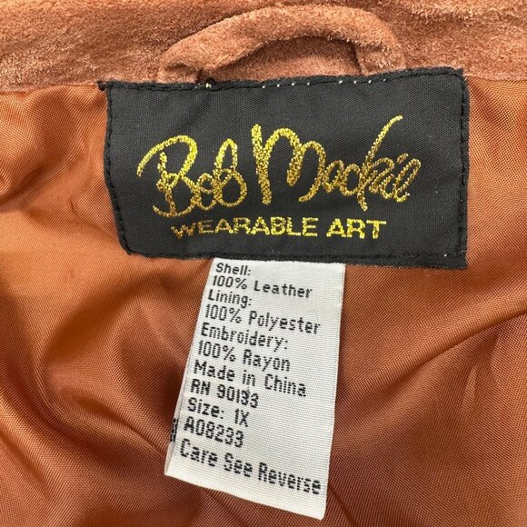 Vintage Bob Mackie Wearable Art Suede Leather Fringe Jacket Embroidered Bugs 1XL - Picture 4 of 8